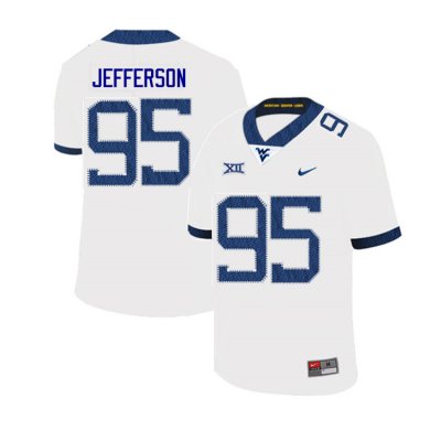 Men's West Virginia Mountaineers NCAA #95 Jordan Jefferson White Authentic Nike 2019 Stitched College Football Jersey FU15N88AB